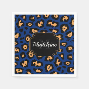 Serviette En Papier Empreinte de léopard bleu