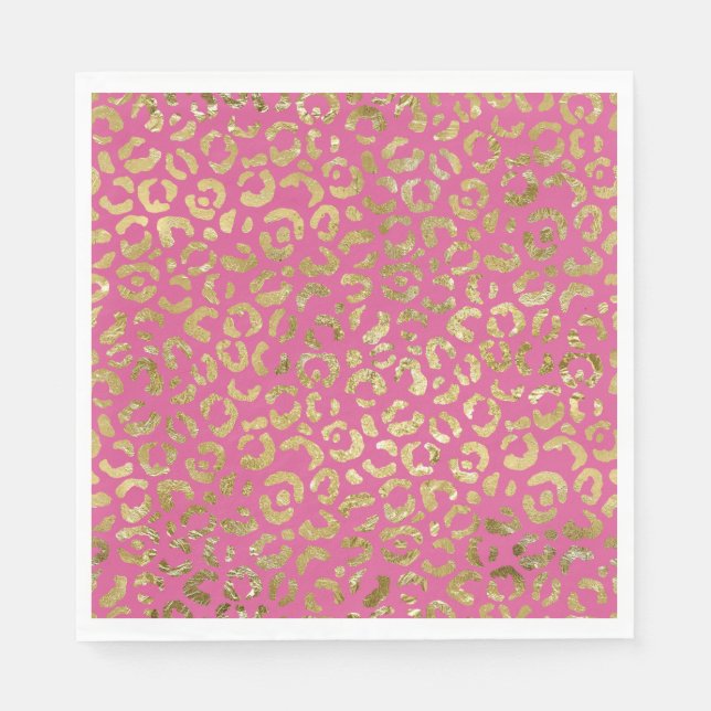 Serviette En Papier Empreinte de léopard de glamour rose Girly (Devant)