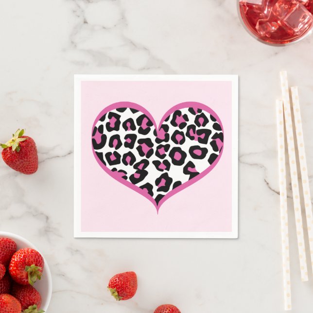 Serviette En Papier Empreinte de léopard du coeur sauvage (En situation)