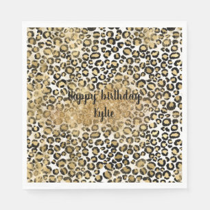 Serviette En Papier Empreinte de léopard Gold Parties scintillant Spar