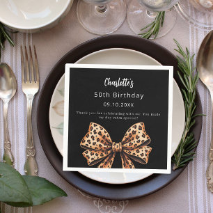 Serviette En Papier Empreinte de léopard noir Bow Anniversaire