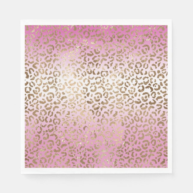 Serviette En Papier Empreinte de léopard or rose Ombre (Devant)