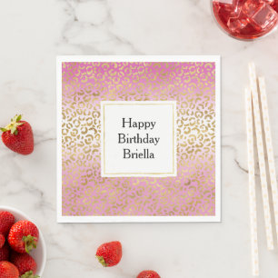 Serviette En Papier Empreinte de léopard or rose Ombre