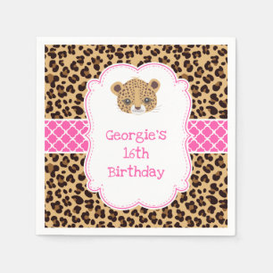 Serviette En Papier Empreinte de léopard Pink Quatrefoil fête d'annive