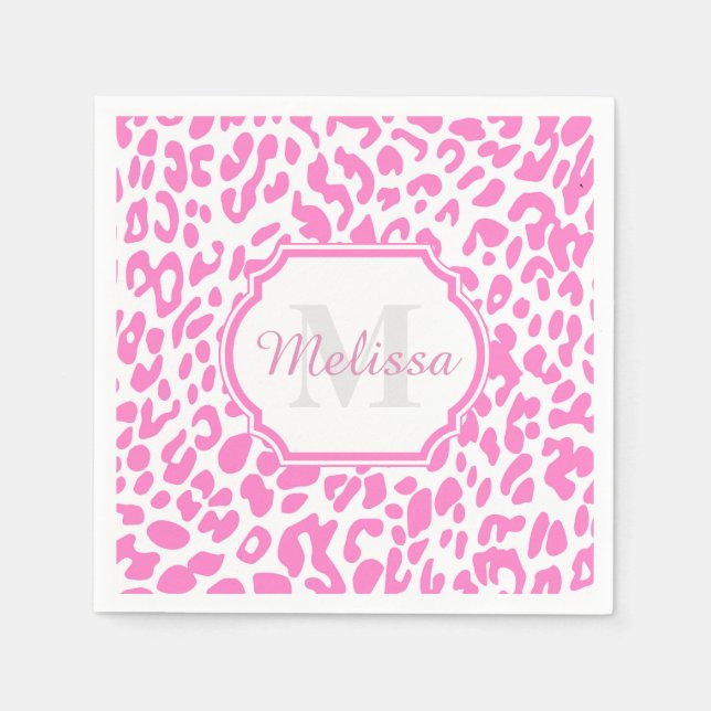 Serviette En Papier Empreinte de léopard rose (Devant)
