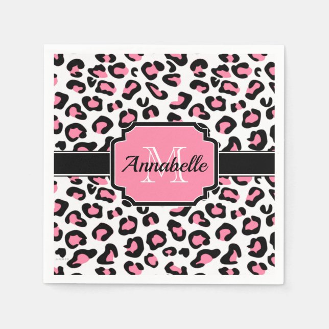 Serviette En Papier Empreinte de léopard rose (Devant)