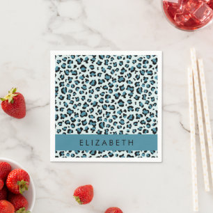 Serviette En Papier Empreinte de léopard, Spots, Leopard Bleu, Votre N