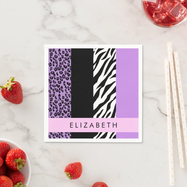 Serviette En Papier Empreinte de léopard, Zebra Print, Purple, Votre n (En situation)