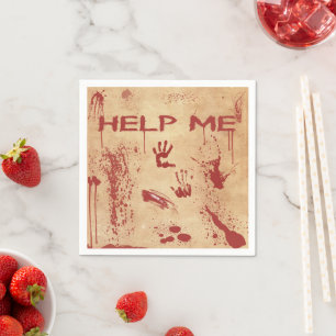 Serviette En Papier Empreinte de main éclaboussée de sang Halloween