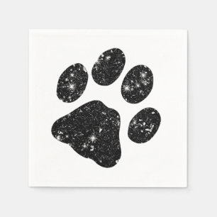 Serviette En Papier Empreinte de patte Parties scintillant noir blanc