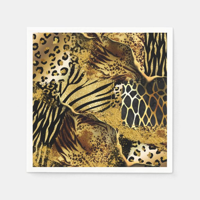Serviette En Papier Empreinte en peau de safari animal sauvage collage (Devant)