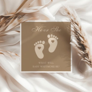 Serviette En Papier Empreintes de bébé Lui ou elle Brown Genre Reveill