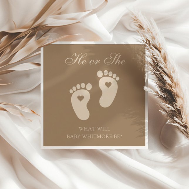 Serviette En Papier Empreintes de bébé Lui ou elle Brown Genre Reveill (Créateur téléchargé)