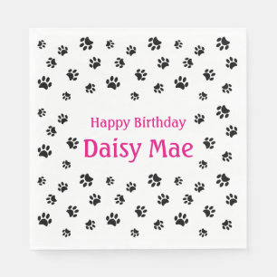 Serviette En Papier Empreintes de patte noires Fête d'anniversaire pou
