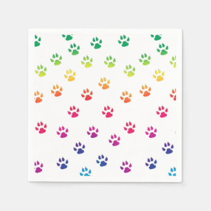 Serviette En Papier Empreintes de pattes arc-en-ciel