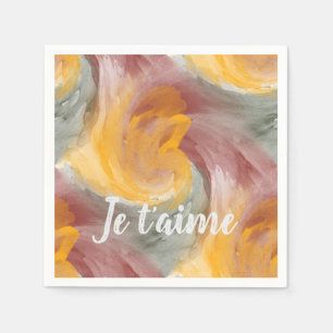 Serviette En Papier En amour Français Automne Aquarelle Paint Swirls