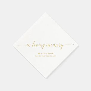 Serviette En Papier En Souvenir   Mémorial Élégant en Écriture Dorée