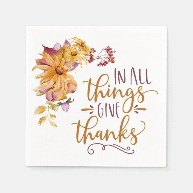 Serviette En Papier En Tout, Merci Autumn Floral (Devant)