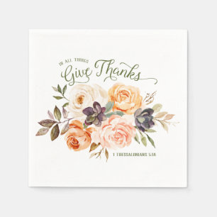 Serviette En Papier En Tout, Remerciez Floral Rose Napkin