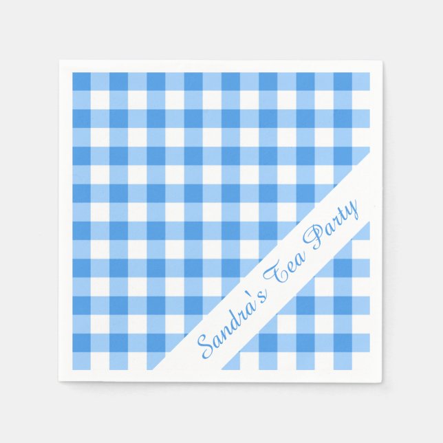 Serviette En Papier En vichy bleu (Devant)