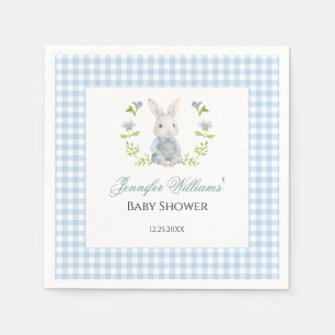 Serviette En Papier En vichy Bleu Petit Lapin Printemps Bébé Garçon Do