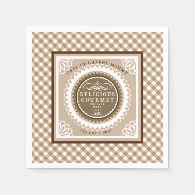 Serviette En Papier En vichy Buffalo Brown. Serviettes de table (Devant)