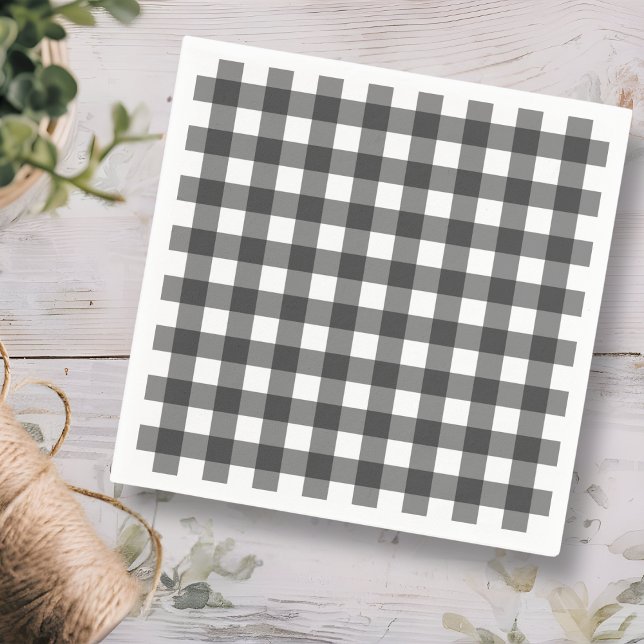 Serviette En Papier En vichy de plaid noir et blanc (Créateur téléchargé)