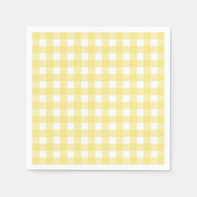 Serviette En Papier En vichy jaune pâle et blanc (Devant)