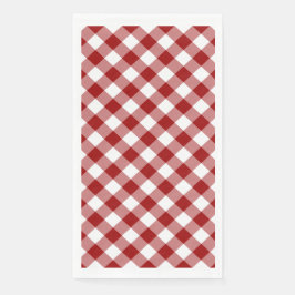 Serviette En Papier En vichy rouge foncé et blanc