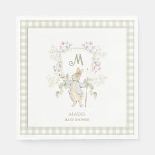 Serviette En Papier En vichy verte Genre Pierre le Baby shower lapin