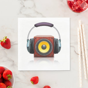 Serviette En Papier Enceinte en bois moderne avec musique casque