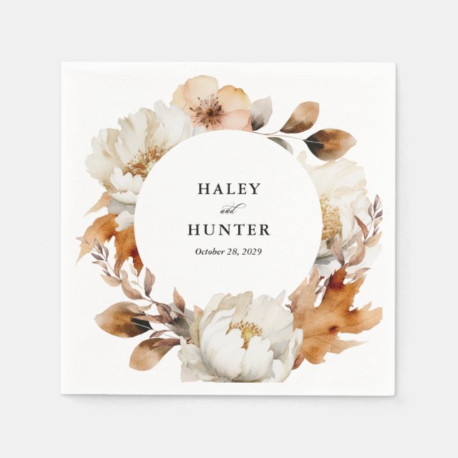 Serviette En Papier Enchanted Automne Rustique Blooms Mariage botaniqu (Devant)