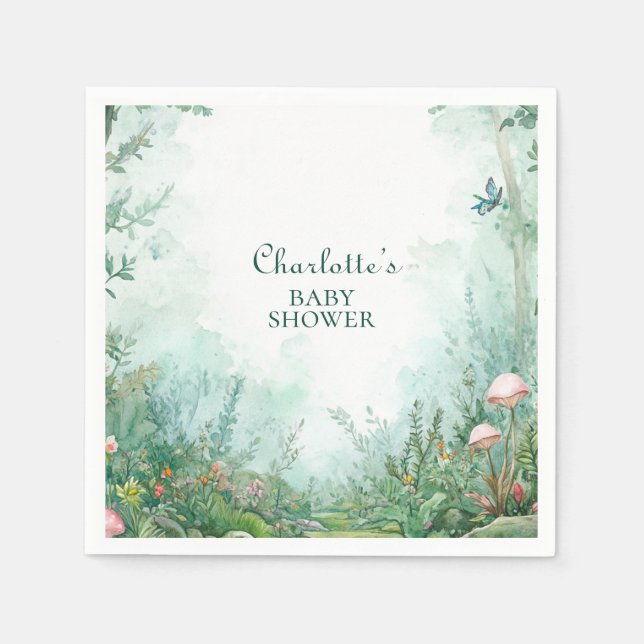Serviette En Papier Enchanted Forest Fairytale Forest Baby Shower (Devant)