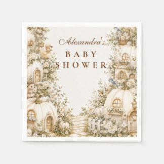 Serviette En Papier Enchanted White Pumpkin Village Baby Shower