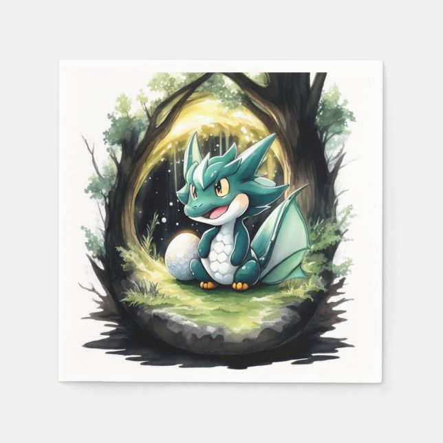 Serviette En Papier Enchanter le Baby shower Dragon (Devant)