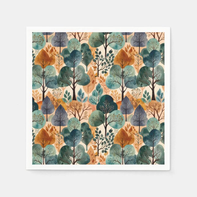 Serviette En Papier Enchanter les arbres d'automne (Devant)