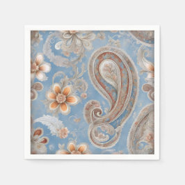 Serviette En Papier Enchanter Paisley Peach et Blue