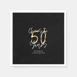 Serviette En Papier encourage à 50 ans moderne noir et or