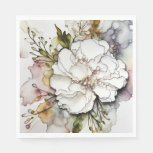 Serviette En Papier Encre d'alcool d'oeillet blanc Abstraite