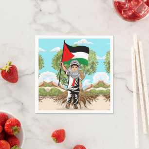 Serviette En Papier Enfant avec le drapeau de Keffiyeh Palestine