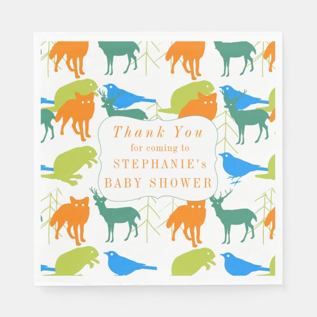 Serviette En Papier Enfant moderne Boy Woodland Créatures Douche (Devant)