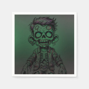 Serviette En Papier Enfant zombie vert & Fête d'anniversaire Halloween