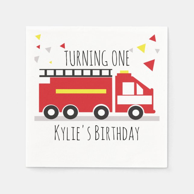 Serviette En Papier Enfants Camion Amusants Confetti Anniversaire Nom (Devant)