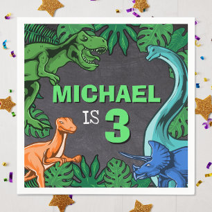 Serviette En Papier Enfants de Dinosaur Anniversaire Dino Trex Garçon