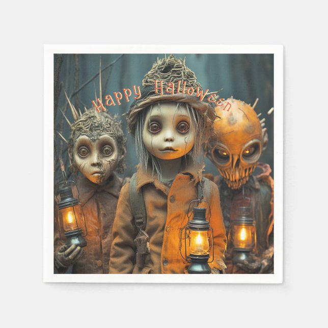 Serviette En Papier Enfants d'Halloween Déplaisants effrayants (Devant)