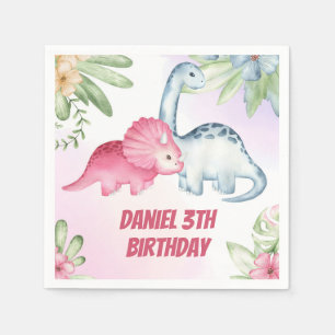 Serviette En Papier Enfants Dinosaur 3e fête d'anniversaire