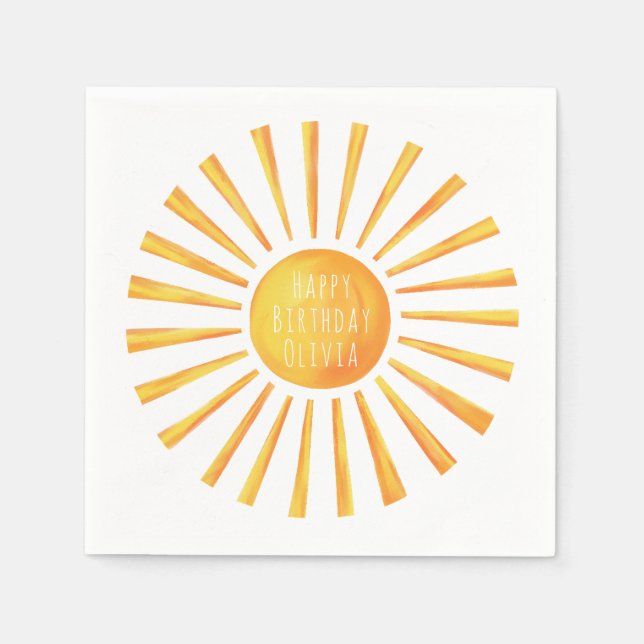 Serviette En Papier Enfants ensoleillé Joyeux anniversaire (Devant)