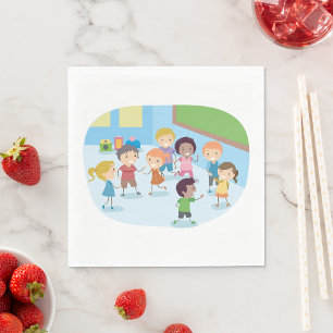 Serviette En Papier Enfants Jouant En Classe