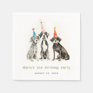 Serviette En Papier Enfants mignons Aquarelle Chien mou Fête d'anniver