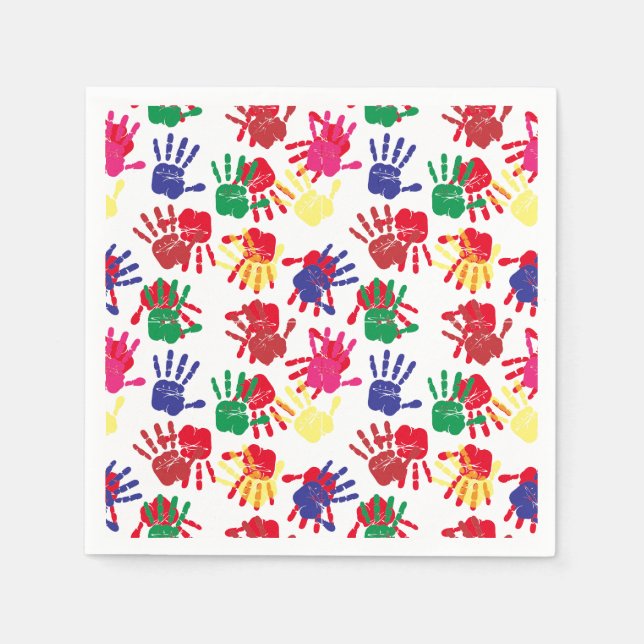 Serviette En Papier Enfants peinture fête d'anniversaire (Devant)